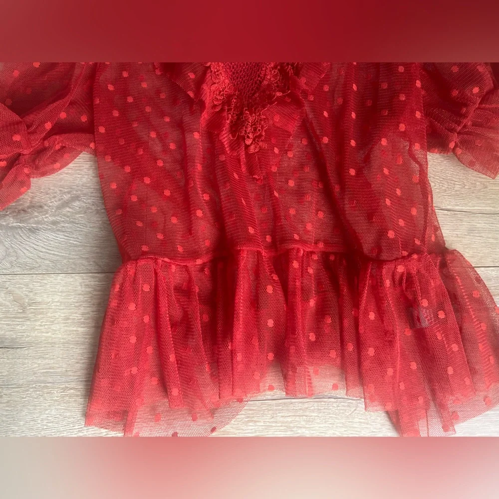 Red Short Ruffled Top - Picture 5 of 8